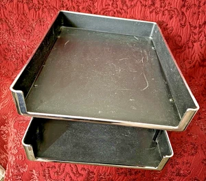 Vassoio lettere doppio Smokador Executive vintage plastica specchiata USA 11"x14" smontaggio - Foto 1 di 7