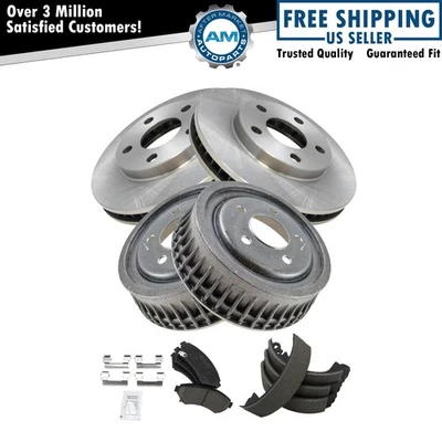 Premium Posi Ceramic Brake Pad Rotor Drum & Shoe Front & Rear Kit for GM Buick - Image 1 of 4