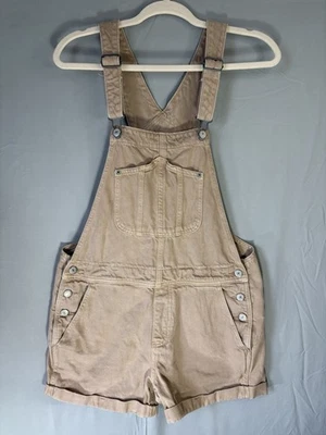 Mono Old Navy para mujer talla pequeña de mezclilla tostada babero algodón hippie con puños Foto 1 de 4