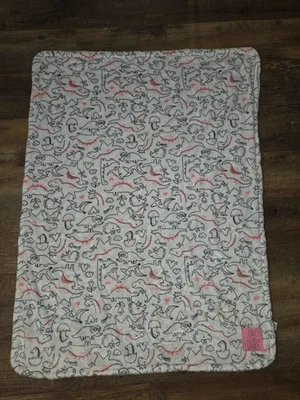 Carters Cute A Saurus White Neon Hot Pink Dinosaur Plush Baby Blanket 27 x 39 - Image 1 of 4