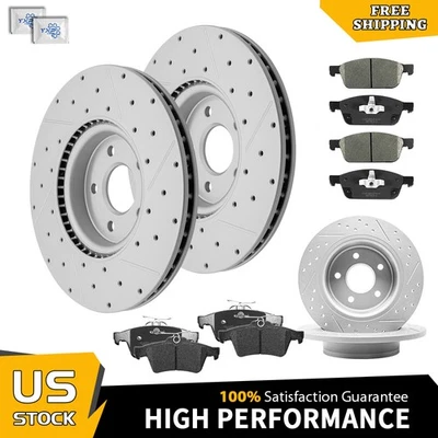 Front Rear Drilled Rotors Ceramic Pads for Ford Escape Transit Connect 2014-2018 — 第 1/4 张图片