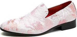 Santimon Herren US 9,5, 11, 12 Rosa Leger Stickerei Rauchen Halbschuhe Elegant Schuhe - Bild 1 von 12