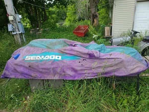 Older Seadoo COVERMATE COVER Purple/teal/white. Needs Mending And Cleaning. - Bild 1 von 5