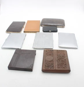 F x9 Vintage Cigarette Cases Inc. Orlik Leather, Richmond, Wooden etc - Picture 1 of 13