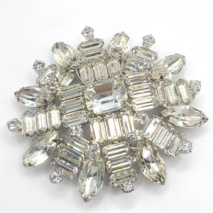Vintage Weiss Brooch Clear HUGE NICE Signed - Picture 1 of 18