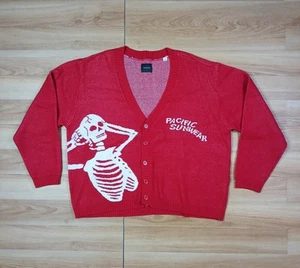 Pacsun Pacific Sunwear Skelett Strickjacke Rot Größe M - Bild 1 von 13