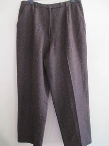EMMA JAMES lined pants Brown tweed Wool Blend PANTS Size 14 Flat front NWOT - Picture 1 of 10