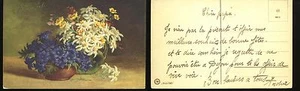 carte postale ancienne - Bouquet - ecrite au dos - Picture 1 of 1