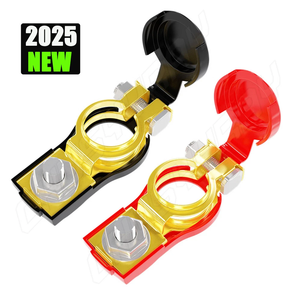 Par de terminales de batería de coche conector de clip de abrazadera automática ajustable positivo + negativo Foto 1 de 4