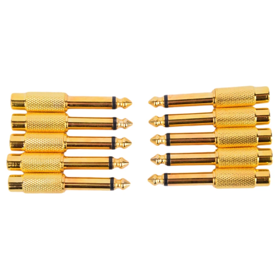 10pcs 1/4 6.35mm TS Mono Male to RCA Female Audio Adapter Converter Connector - Image 1 of 4