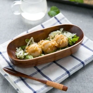 Oval Salad Bowl Boat Shaped Sushi Snack Plate Vegetables - Picture 1 of 12