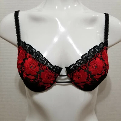 Sutiã Victoria's Secret 34C semi transparente floral rosa bordado sem forro VINTAGE ANOS 90 - Imagem 1 de 4