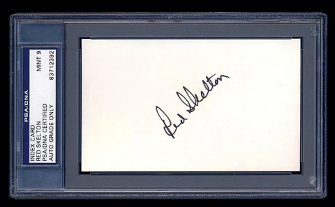 RED SKELTON SIGNED INDEX CARD MINT PSA/DNA SLABBED AUTOGRAPHED Cover