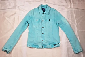 G STAR RAW SIZE SMALL 9-10 YEARS GIRLS TEAL DENIM JEANS TRUCKER STYLE JACKET - Picture 1 of 8
