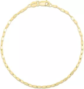 Floreo 10k Yellow Gold or White Gold Lumicina Mirror Snail Link Chain Bracelet - Picture 1 of 15
