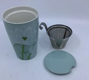 Tee Forte Kati Keramik Reisebecher Steilbecher mit Teeei & Deckel Lotus - Bild 1 von 6