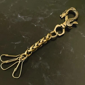 Handgefertigter Schlüsselanhänger Drachen-Design Messing hergestellt in Japan - perfektes Geschenk für Männer - Bild 1 von 7