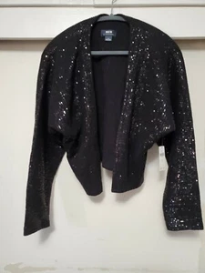 Maeve Anthropologie NEW Womens Black Noir Cardigan Sequin Artemia Sweater SZ M/L - Picture 1 of 9
