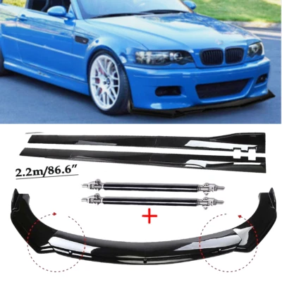 Front Bumper Lip Splitter Spoiler For BMW 3 Series E46 M3 E90 E91 Glossy Black - Imagem 1 de 4