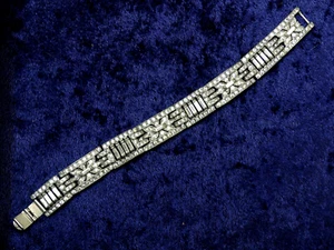 Pulsera antigua/vintage art deco transparente estrás alta gama elaborada baguette s - Imagen 1 de 7