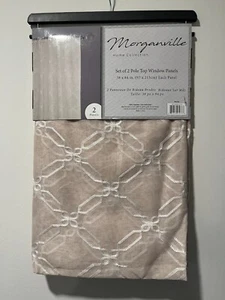 Set of 2 Pole Top Window Panels, 38 x 84" Polyester Morganville Tan Pattern NEW - Picture 1 of 4