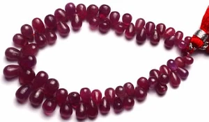Natural Pink Sapphire Gem Super Fine Quality Smooth Teardrop Briolette Beads 8" - Picture 1 of 5