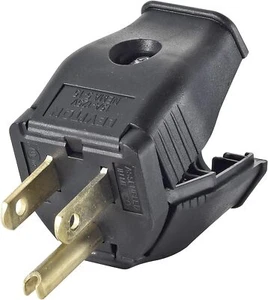 Leviton 3W101-E 2-Pole, 3 Wire Grounding Plug, Black 1 Pack, - Picture 1 of 1