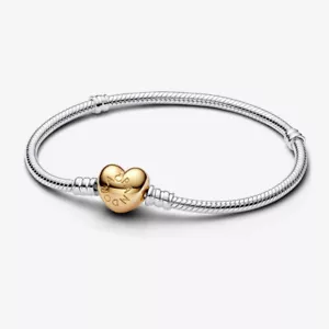 PANDORA Schlangen Gliederarmband vergoldeter Herz Verschluss 19 cm 568707C00-19 - Bild 1 von 5
