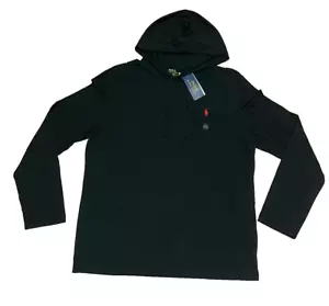 Polo Ralph Lauren Jersey Long Sleeve T-Shirt Hoodie Black Men's Large - Picture 1 of 6