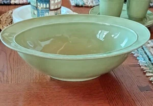 1 Fienile in ceramica Cambria Celadon verde, grande ciotola ovale per verdure 14" L@@K! - Foto 1 di 5