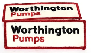 2 Vintage WORTHINGTON PUMPS 4.5" x 1.5" Sew-On Patch (Uniform / Advertising) - Picture 1 of 3