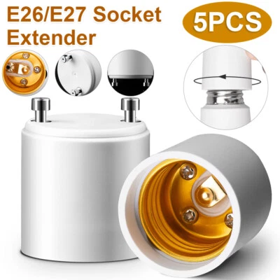 5Pcs GU24 To E27 / E26 Light Bulb Lamp Base Adapter Socket Converter Adaptor - Image 1 of 4
