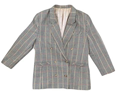 True Vintage M&S Double Breasted Houndstooth Checked Wool Blazer Jacket 42-44” - Image 1 of 4