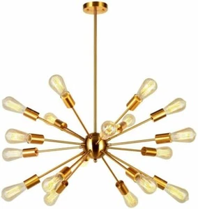 Sputnik Chandelier Brass 18 Light Mid Century Modern Pendant Lighting - Picture 1 of 7