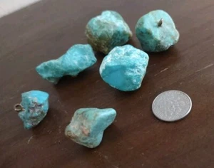 Buttons Genuine New Raw Turquoise 6 Pc Lot - Picture 1 of 3