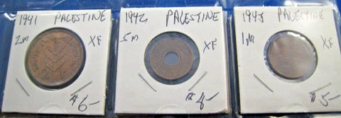 COINS BY COUNTRY -  PALESTINE  1941 to 1943 - LOT OF 3 Cover