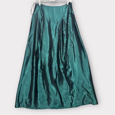 Falda Larga Jessica McClintock Millenium 2000 Vintage Y2K Talla 7 Verde Azulado Iridiscente Foto 1 de 4