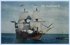 Plymouth Massachusetts • Mayflower II Replica of the Original with Sails Up - Picture 1 of 2