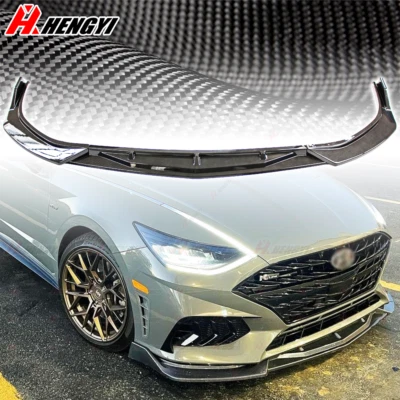 FIT 2020-23 HYUNDAI SONATA CARBON FIBER CK-STYLE 3PCS FRONT BUMPER SPLITTER LIP - Image 1 of 4