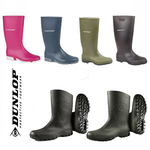 Ladies Mens Dunlop Wellington Boots Hunting Waterproof Rain Festival Wellies 
