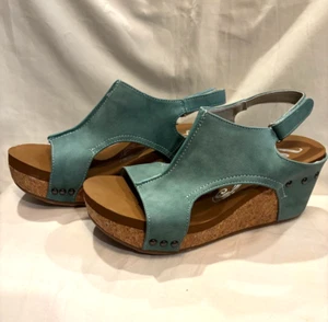Very G Turquoise Liberty Platform Sandal - Size 8 - New without Box - Imagen 1 de 4