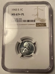 1943-S Lincoln Wheat Steel Cent NGC MS67+PL Prooflike - Picture 1 of 4