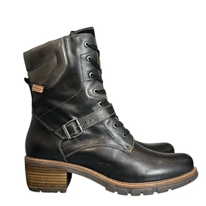 Pikolinos San Sebastia Black Leather Bootie 42 EU/US 11 Mid Heel Western Cowgirl - Picture 1 of 11