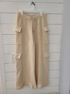 Edikted Women’s Cream Cargo Sweater Pants Size X-Small - Picture 1 of 5