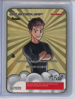Pokémon YouTuber Ando Unlisted Leaf Gold /200 Metal Card Rare 1st Edition - Image 1 of 2