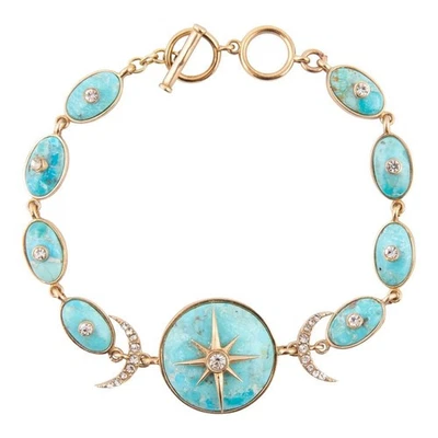 Celestial Blue Turquoise Golden Link Bracelet - Image 1 of 4