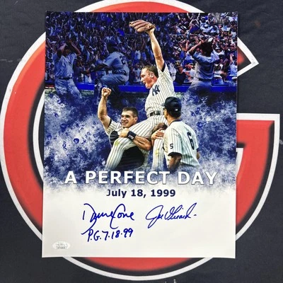 David Cone Joe Girardi Signed NY Yankees Perfect Game 11x14 Autographed JSA - Image 1 of 4