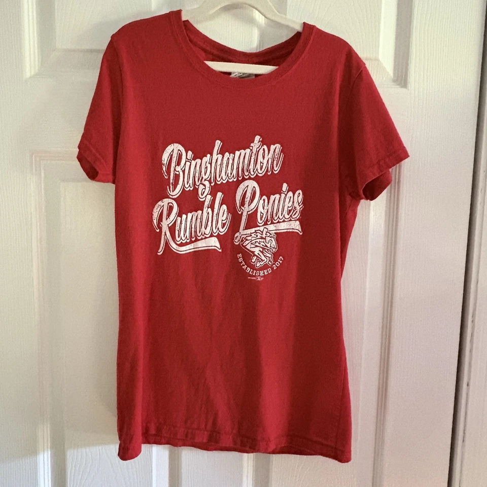 Camiseta de béisbol Binghamton Rumble Ponies MiLB damas S establecida 2017 Foto 1 de 4
