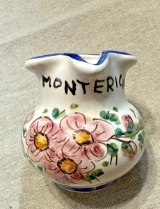 "Jarra crema cerámica Monteriggioni 3"" original pintada a mano regalo" - Imagen 1 de 9