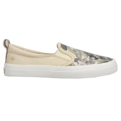 Sperry Crest Twin Gore Camo Slip On  Womens Off White Sneakers Casual Shoes STS8 - Image 1 of 4